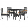 Zestaw do jadalni w ogrodzie 5 pcs Czarny polirattan