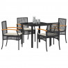 Zestaw do jadalni w ogrodzie 5 pcs Czarny polirattan