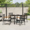 Zestaw do jadalni w ogrodzie 5 pcs Czarny polirattan