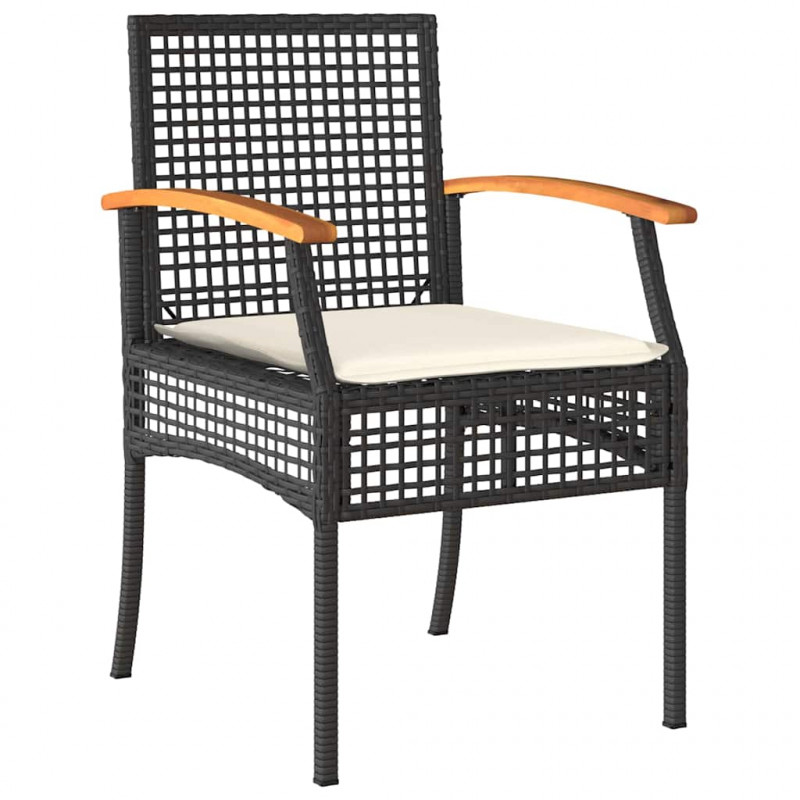Zestaw do jadalni w ogrodzie 5 pcs Czarny polirattan
