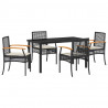 Zestaw do jadalni w ogrodzie 5 pcs Czarny polirattan