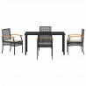 Zestaw do jadalni w ogrodzie 5 pcs Czarny polirattan