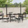 Zestaw do jadalni w ogrodzie 5 pcs Czarny polirattan