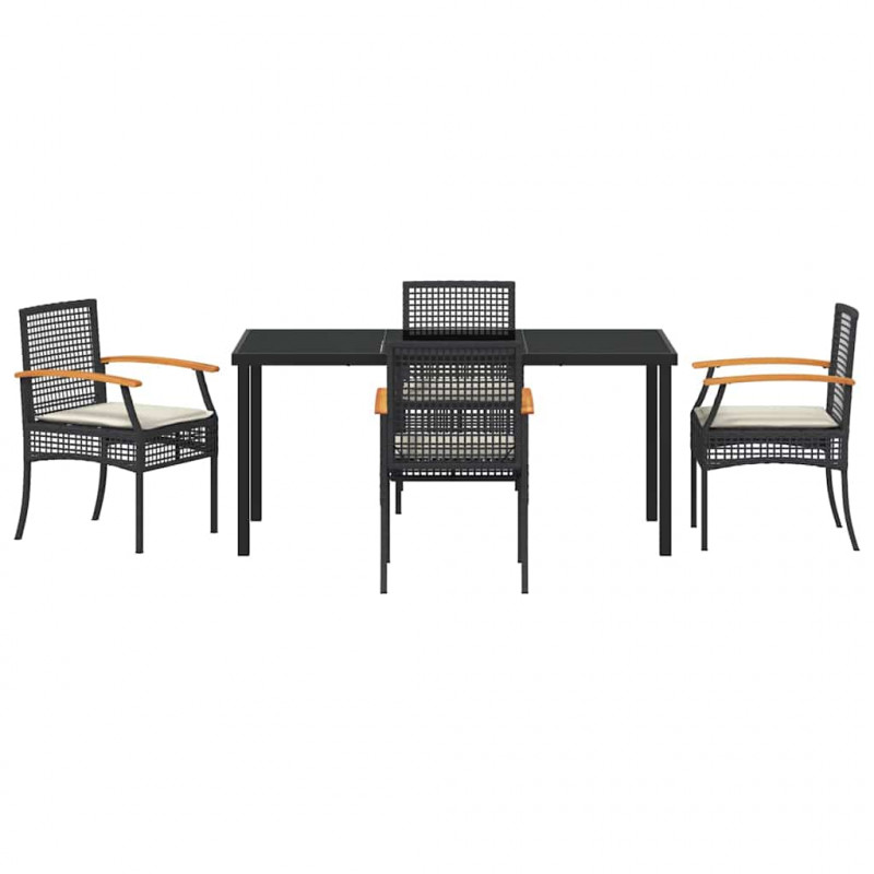 Zestaw do jadalni w ogrodzie 5 pcs Czarny polirattan