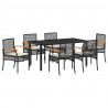 Zestaw do jadalni w ogrodzie 7 pcs Czarny polirattan