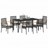 Zestaw do jadalni w ogrodzie 7 pcs Czarny polirattan