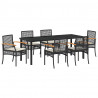 Zestaw do jadalni w ogrodzie 7 pcs Czarny polirattan