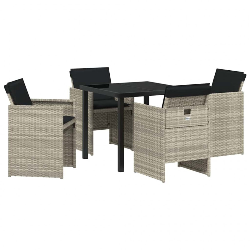 Zestaw do jadalni w ogrodzie 5 pcs Jasnoszary polirattan