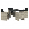 Zestaw do jadalni w ogrodzie 5 pcs Jasnoszary polirattan