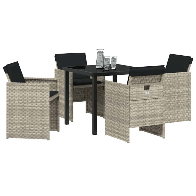 Zestaw do jadalni w ogrodzie 5 pcs Jasnoszary polirattan