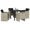 Zestaw do jadalni w ogrodzie 5 pcs Jasnoszary polirattan