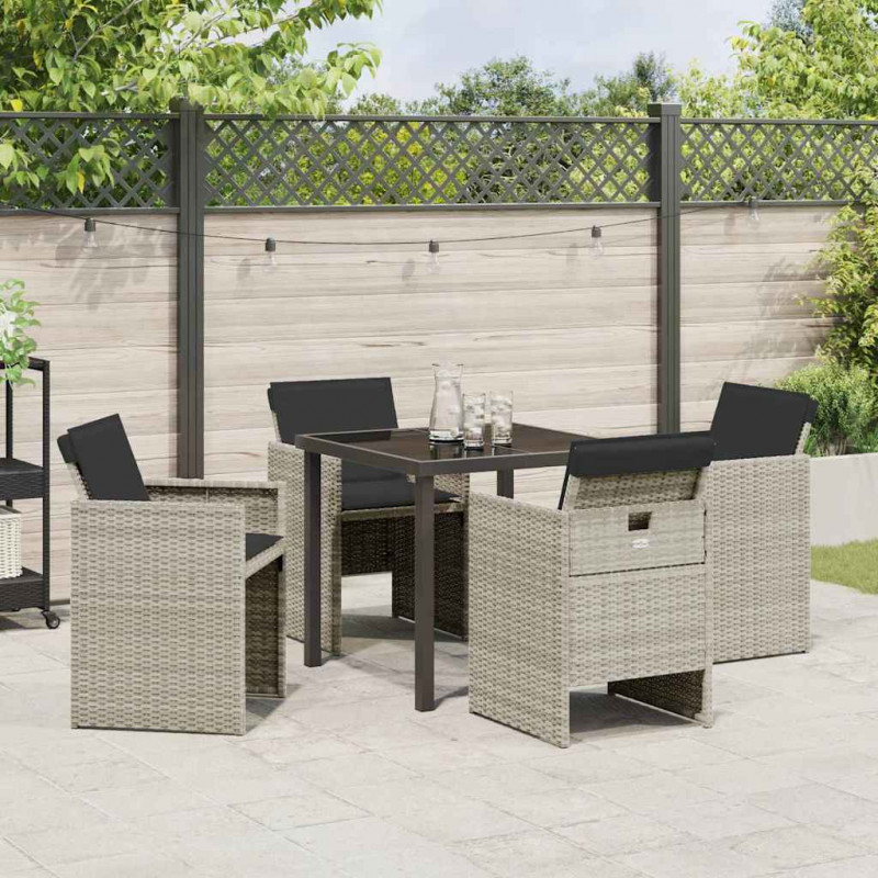 Zestaw do jadalni w ogrodzie 5 pcs Jasnoszary polirattan