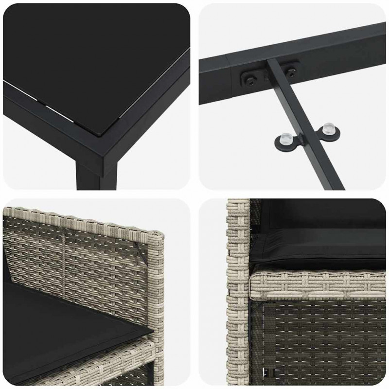 Zestaw do jadalni w ogrodzie 5 pcs Jasnoszary polirattan
