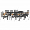 Zestaw do jadalni w ogrodzie 9 pcs Czarny polirattan