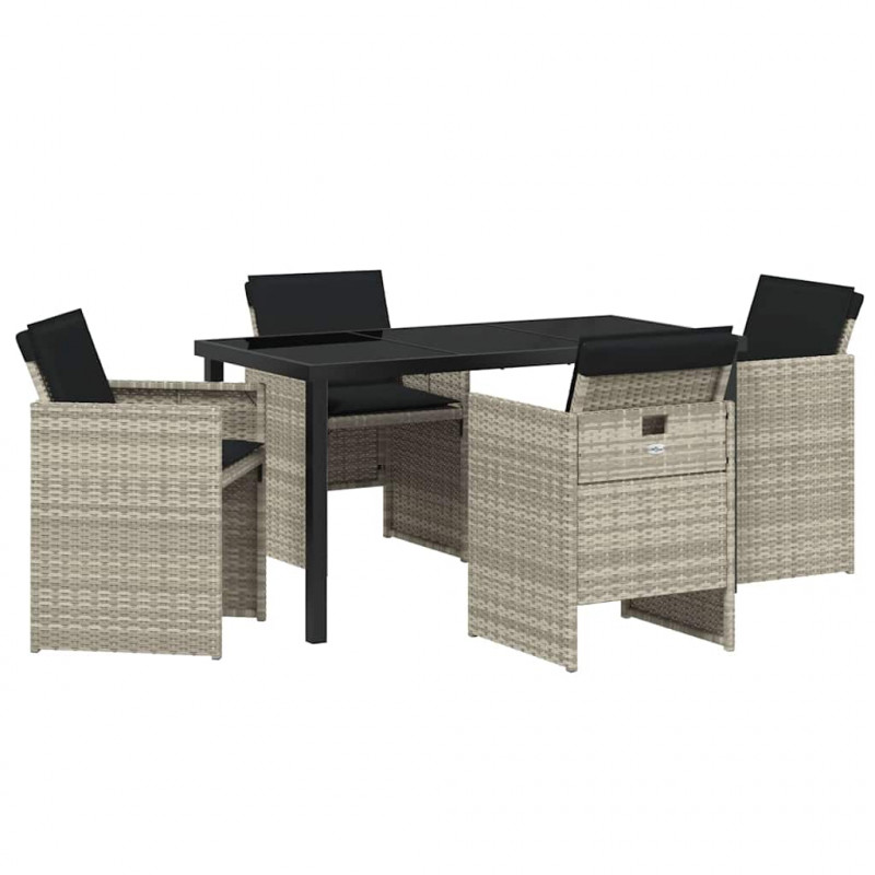 Zestaw do jadalni w ogrodzie 5 pcs Jasnoszary polirattan