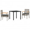 Zestaw do jadalni w ogrodzie 3 pcs Szary polirattan