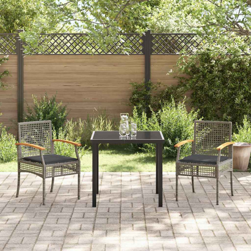 Zestaw do jadalni w ogrodzie 3 pcs Szary polirattan