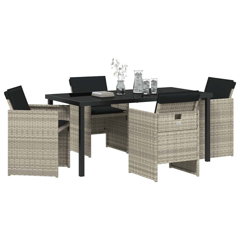 Zestaw do jadalni w ogrodzie 5 pcs Jasnoszary polirattan