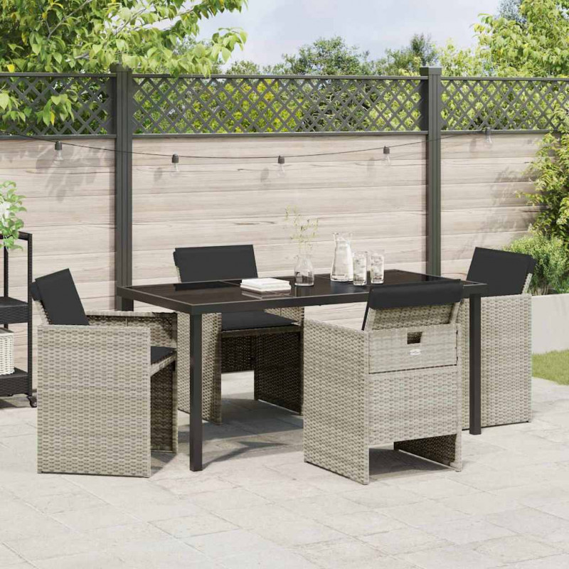 Zestaw do jadalni w ogrodzie 5 pcs Jasnoszary polirattan
