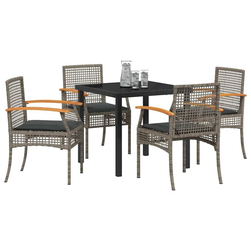 Zestaw do jadalni w ogrodzie 5 pcs Szary polirattan