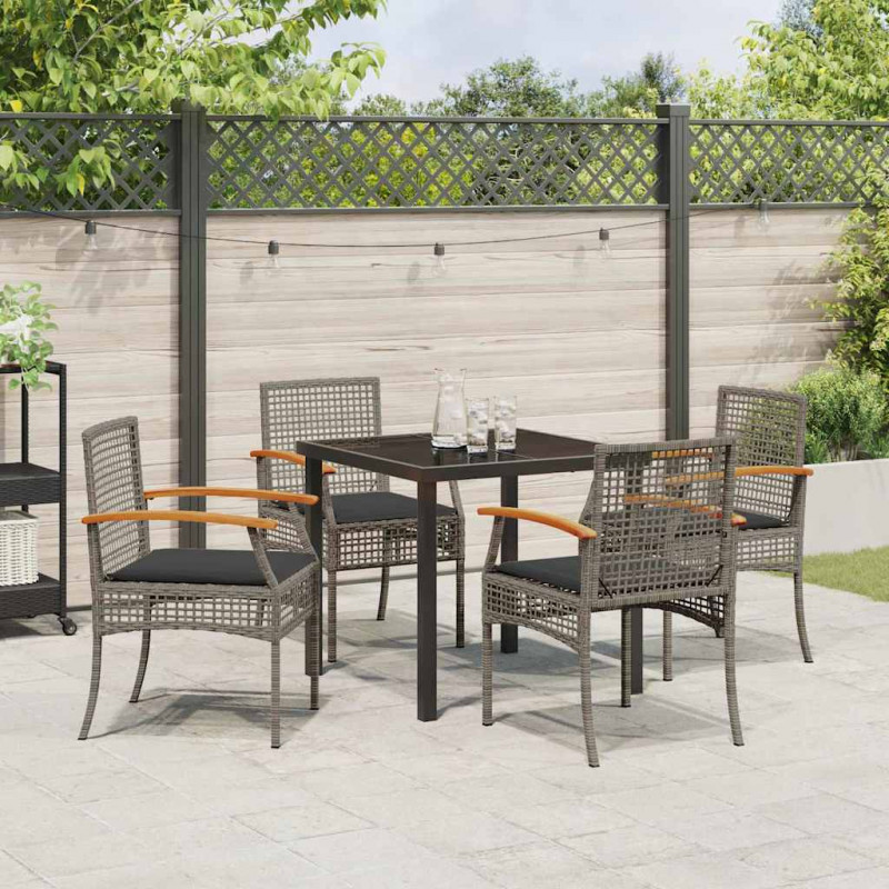 Zestaw do jadalni w ogrodzie 5 pcs Szary polirattan