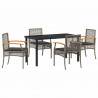 Zestaw do jadalni w ogrodzie 5 pcs Szary polirattan