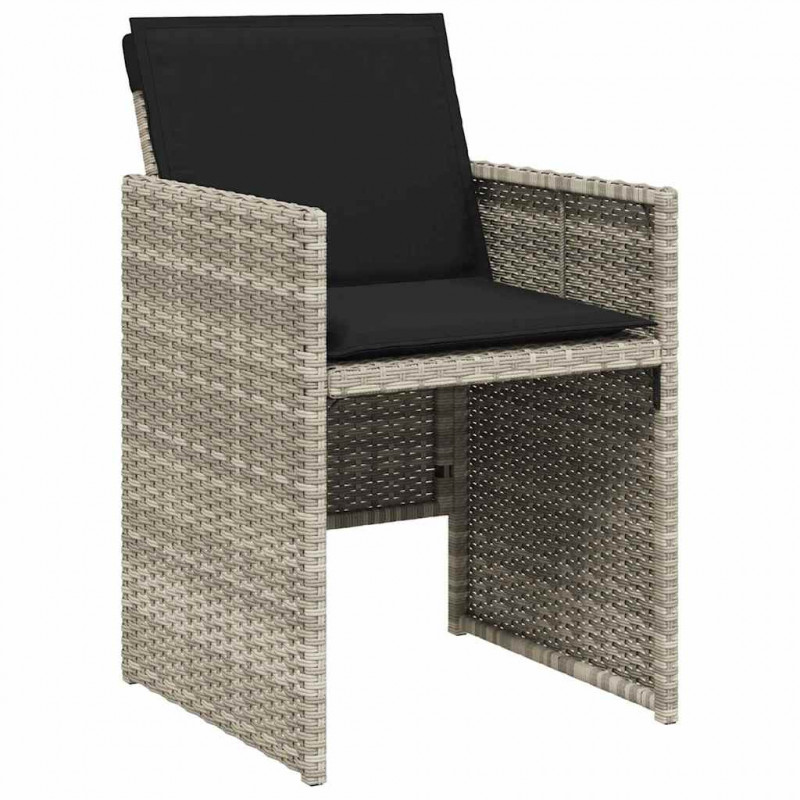 Zestaw do jadalni w ogrodzie 9 pcs Jasnoszary polirattan