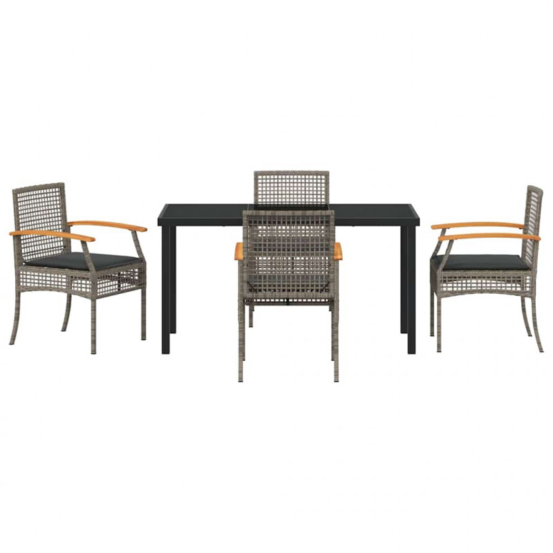 Zestaw do jadalni w ogrodzie 5 pcs Szary polirattan