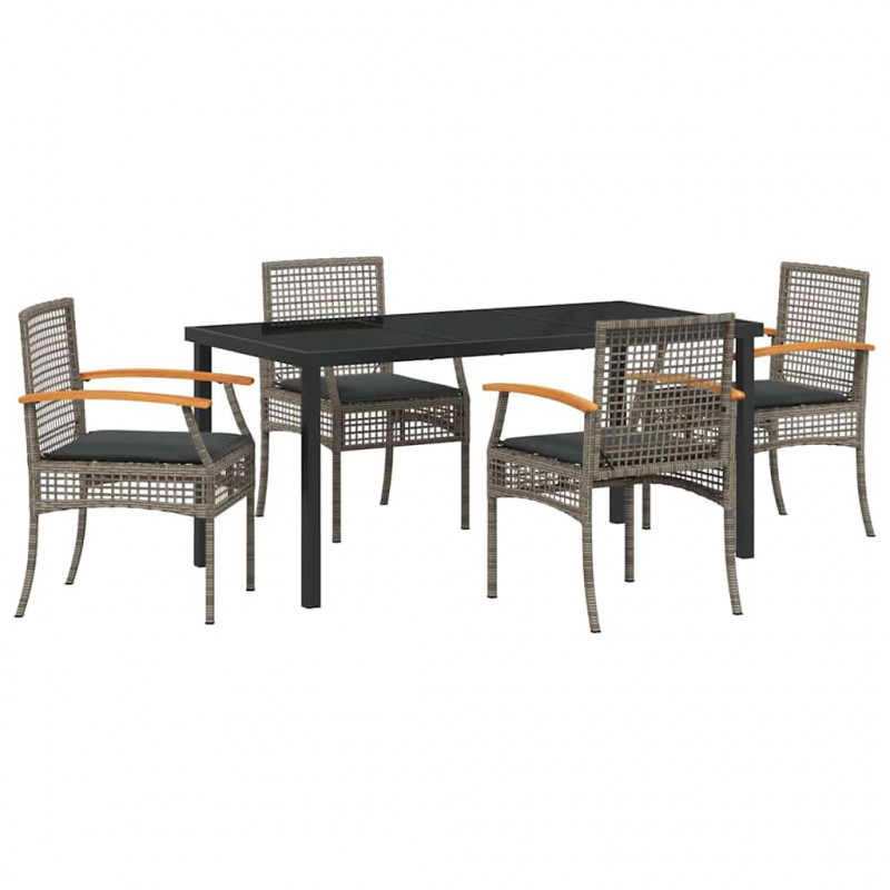 Zestaw do jadalni w ogrodzie 5 pcs Szary polirattan
