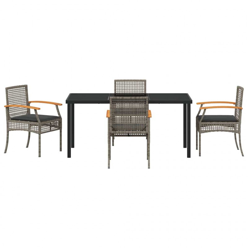 Zestaw do jadalni w ogrodzie 5 pcs Szary polirattan