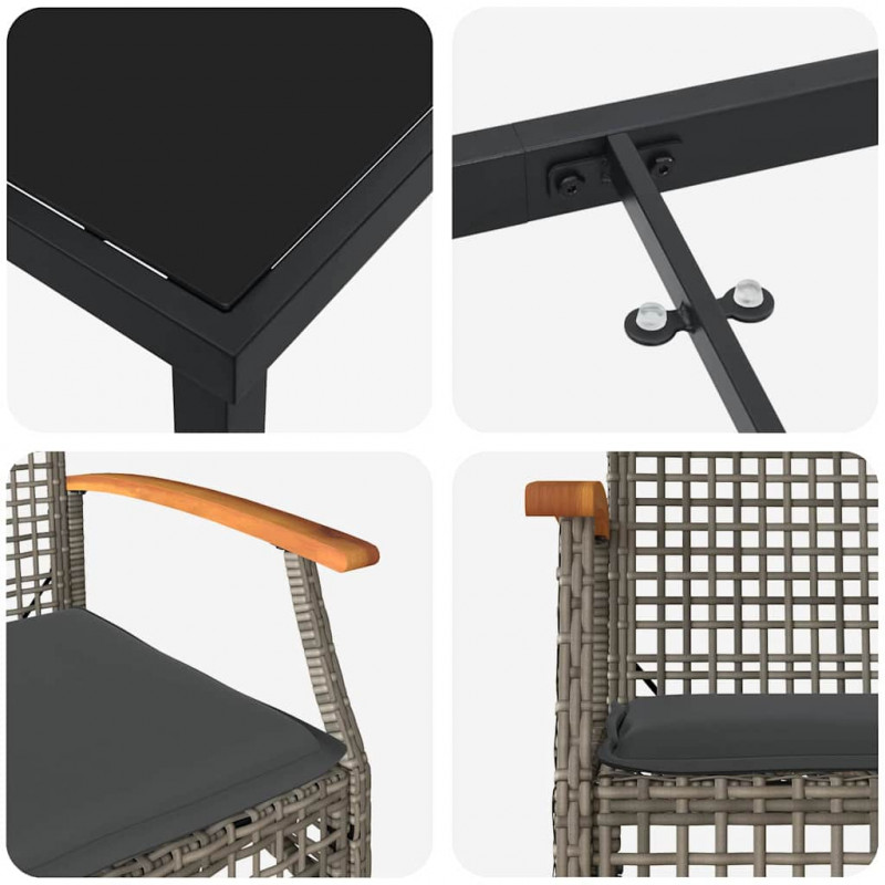 Zestaw do jadalni w ogrodzie 5 pcs Szary polirattan