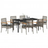 Zestaw do jadalni w ogrodzie 7 pcs Szary polirattan
