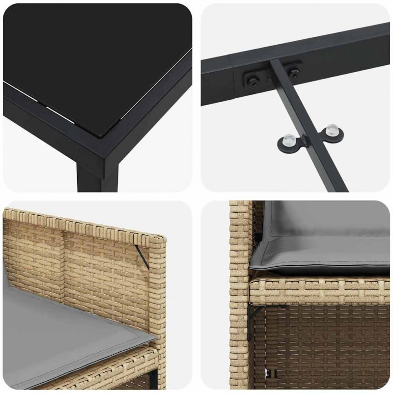 Zestaw do jadalni w ogrodzie 5 pcs Beżowy polirattan