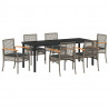 Zestaw do jadalni w ogrodzie 7 pcs Szary polirattan