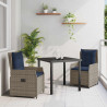 Zestaw do jadalni w ogrodzie 3 pcs Szary Polirattan