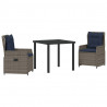 Zestaw do jadalni w ogrodzie 3 pcs Szary Polirattan