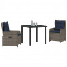 Zestaw do jadalni w ogrodzie 3 pcs Szary Polirattan