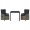 Zestaw do jadalni w ogrodzie 3 pcs Szary Polirattan