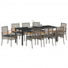 Zestaw do jadalni w ogrodzie 9 pcs Szary polirattan