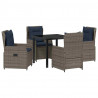 Zestaw do jadalni w ogrodzie 5 pcs Szary Polirattan
