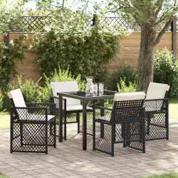 Zestaw do jadalni w ogrodzie 5 pcs Czarny polirattan