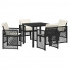 Zestaw do jadalni w ogrodzie 5 pcs Czarny polirattan