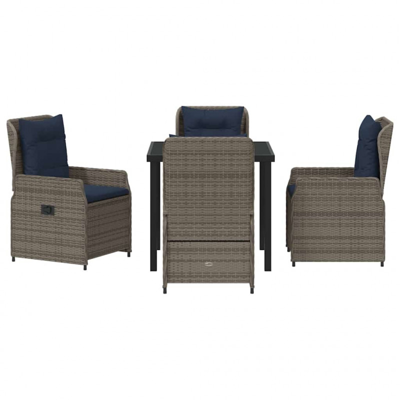 Zestaw do jadalni w ogrodzie 5 pcs Szary Polirattan