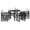 Zestaw do jadalni w ogrodzie 5 pcs Czarny polirattan