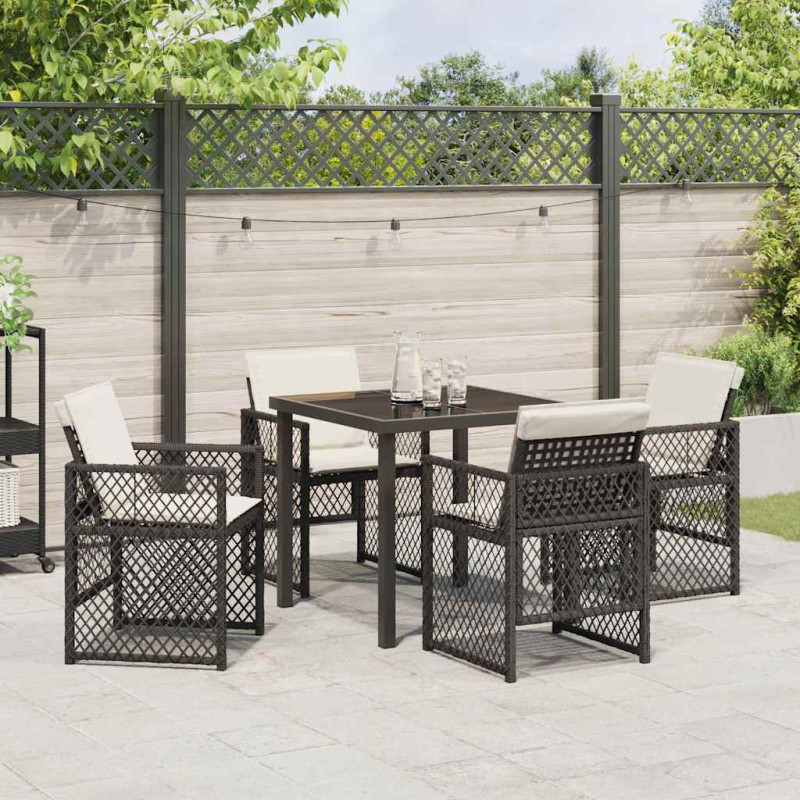 Zestaw do jadalni w ogrodzie 5 pcs Czarny polirattan