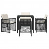 Zestaw do jadalni w ogrodzie 5 pcs Czarny polirattan