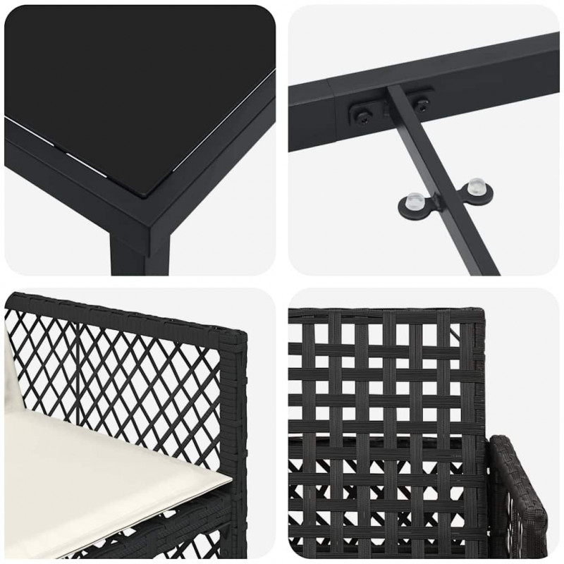 Zestaw do jadalni w ogrodzie 5 pcs Czarny polirattan