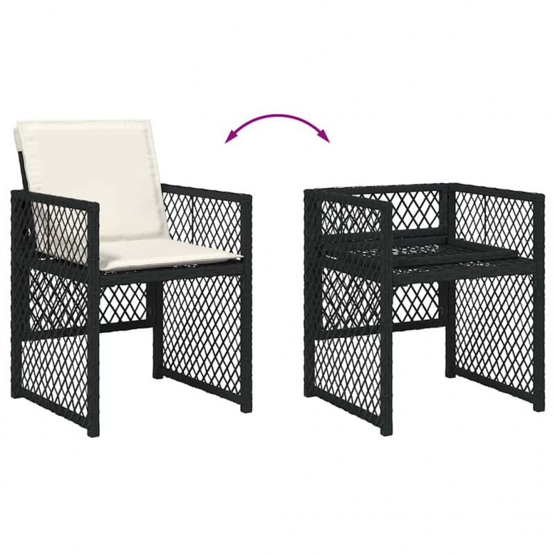 Zestaw do jadalni w ogrodzie 5 pcs Czarny polirattan