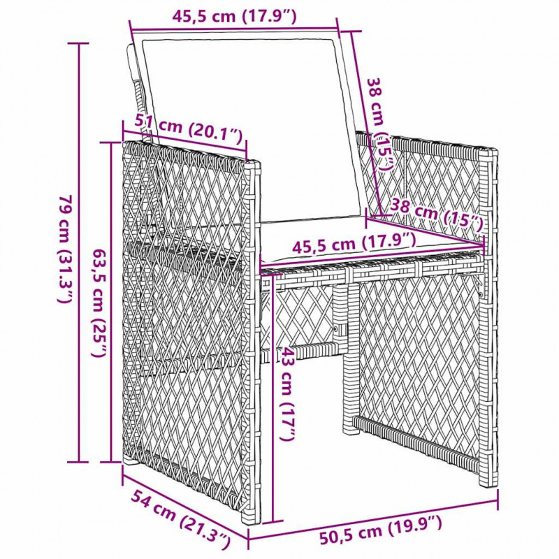 Zestaw do jadalni w ogrodzie 5 pcs Czarny polirattan
