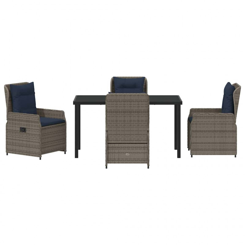 Zestaw do jadalni w ogrodzie 5 pcs Szary Polirattan